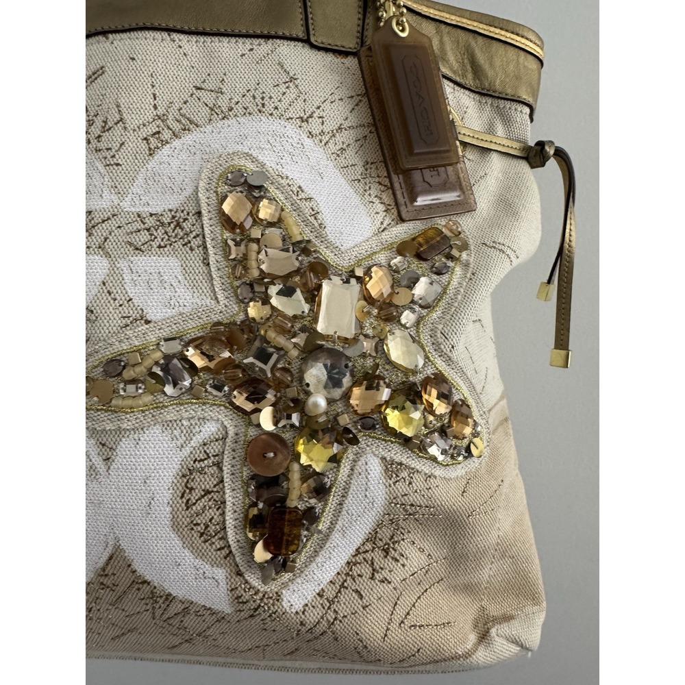 Unique Coach Audrey Canvas Limited Edition Tote bag w/ Jeweled Starfish 17024 - Picture 2 of 15